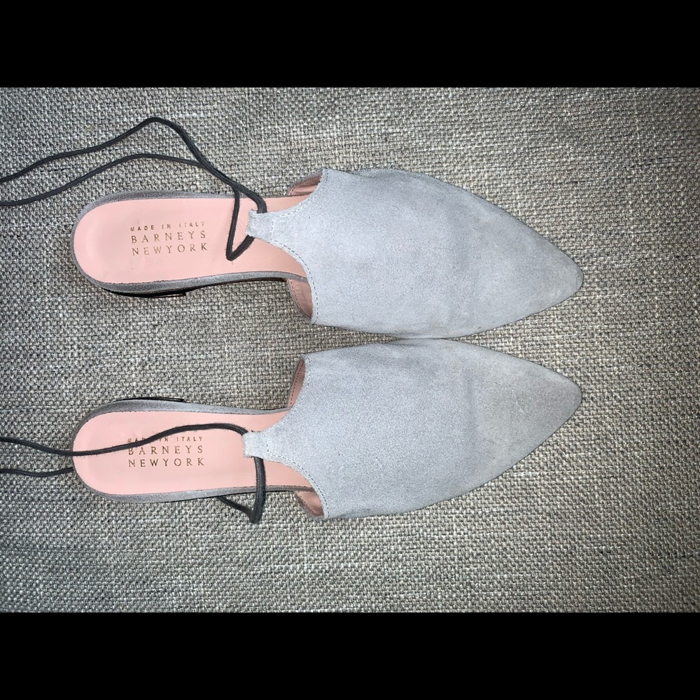 Barney’s New York Suede Ankle Tie Flats